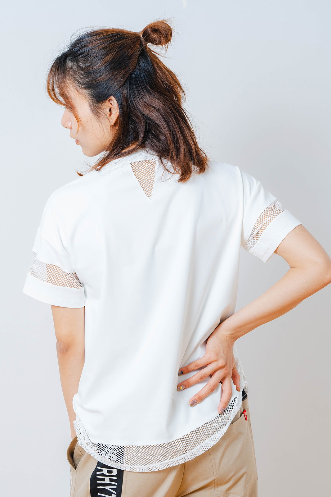 メッシュ フラワー Tシャツ ホワイト 1534-1450