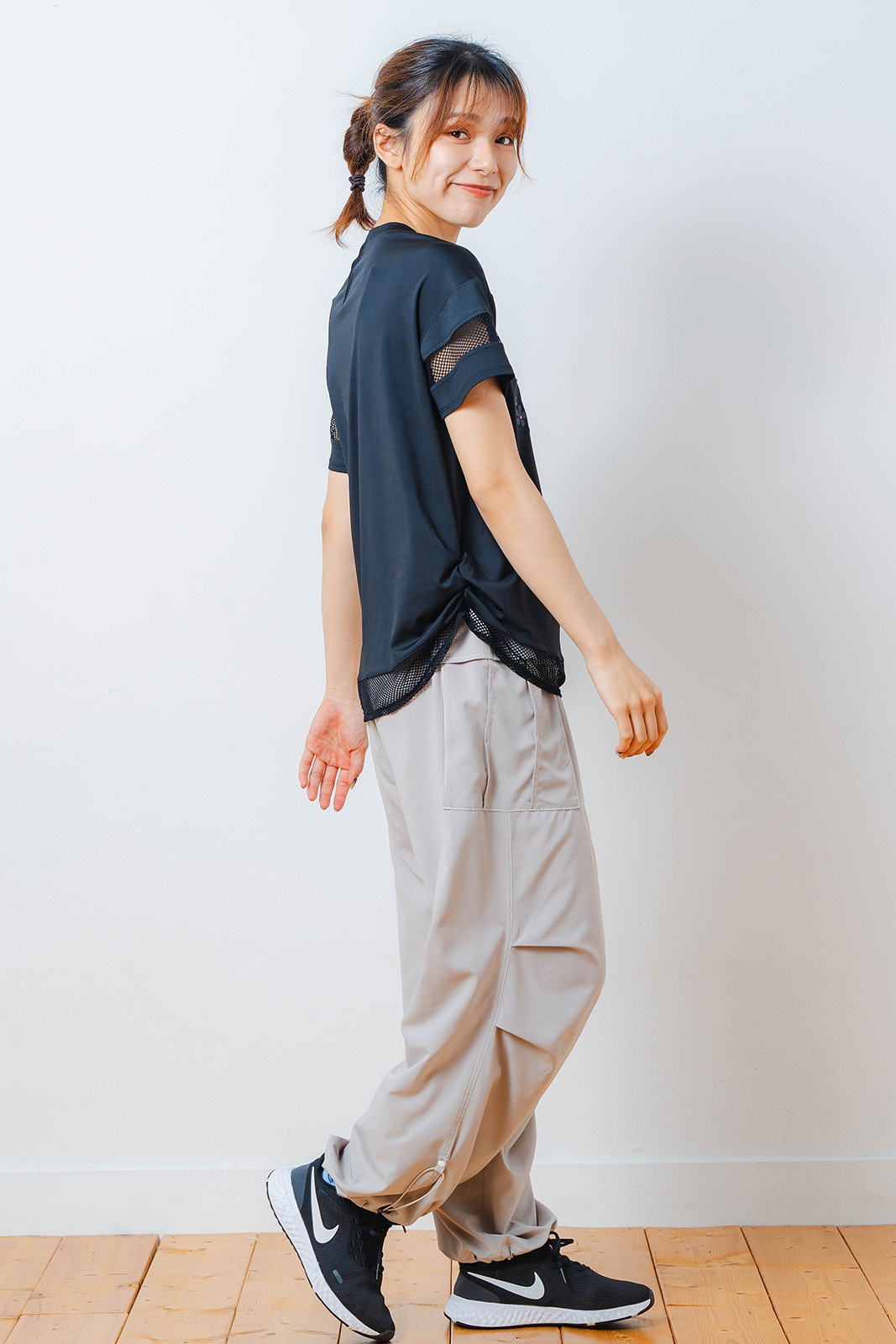 メッシュ フラワー Tシャツ   ブラック 1534-1450 