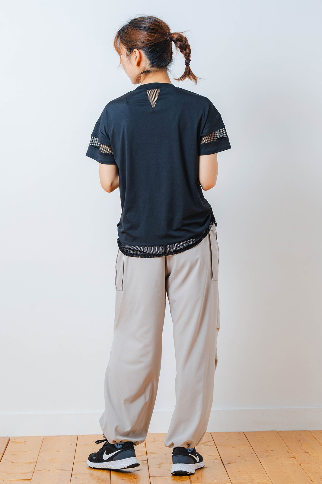 メッシュ フラワー Tシャツ   ブラック 1534-1450 