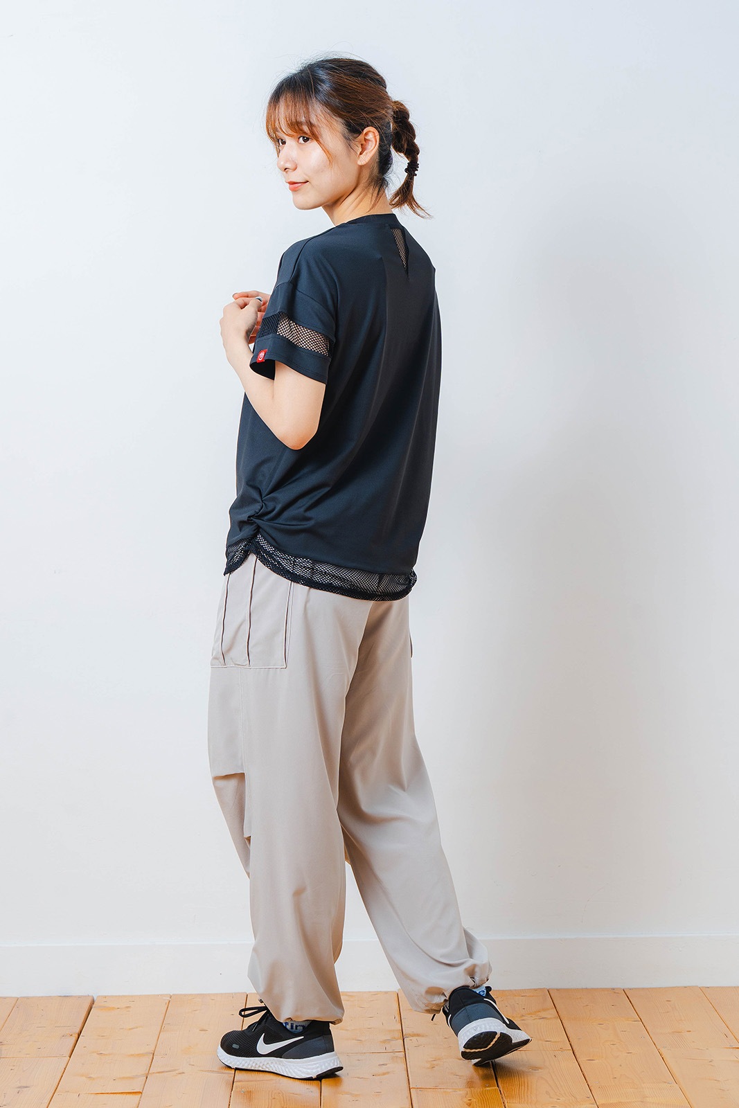 メッシュ フラワー Tシャツ   ブラック 1534-1450 