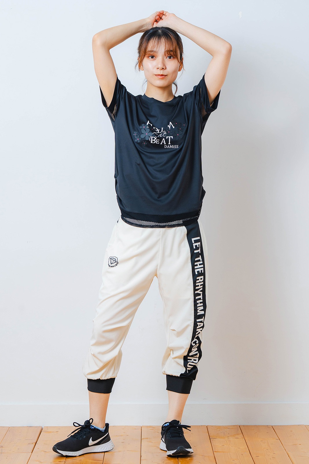 メッシュ フラワー Tシャツ   ブラック 1534-1450 