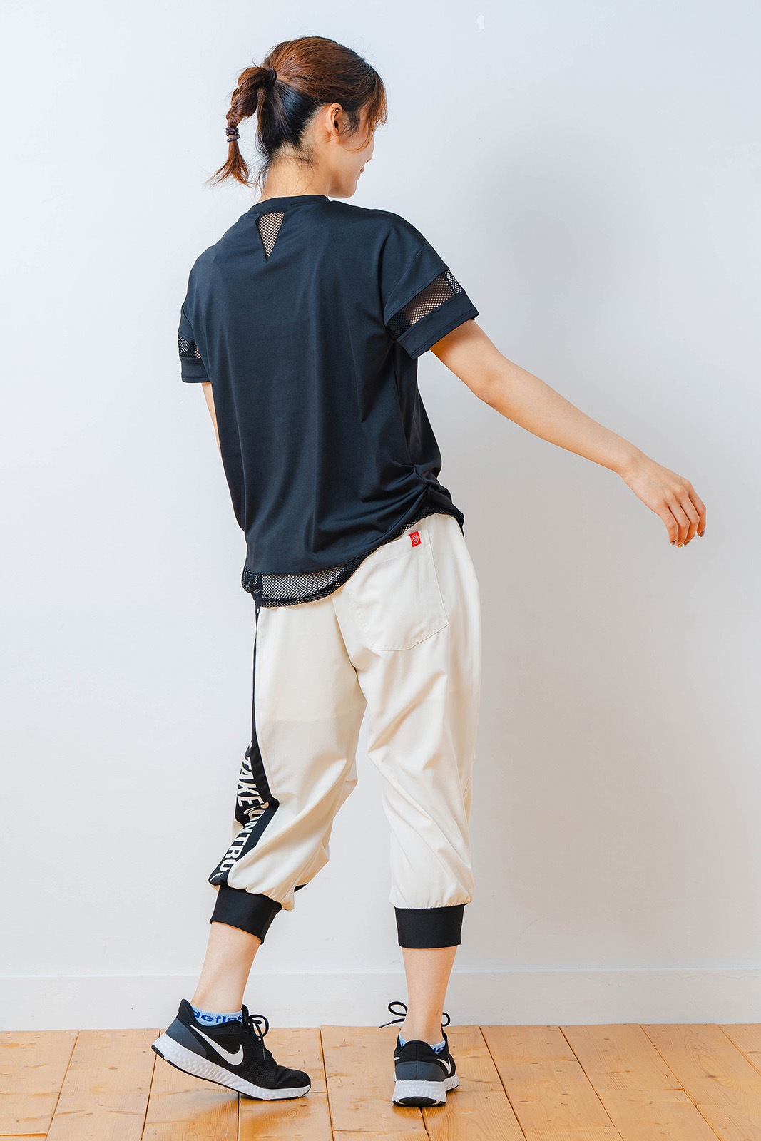 メッシュ フラワー Tシャツ   ブラック 1534-1450 