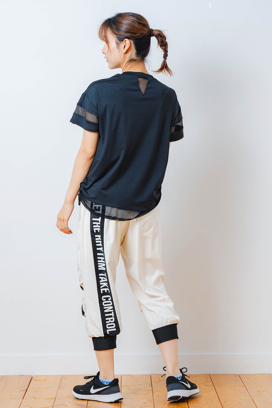 メッシュ フラワー Tシャツ   ブラック 1534-1450 