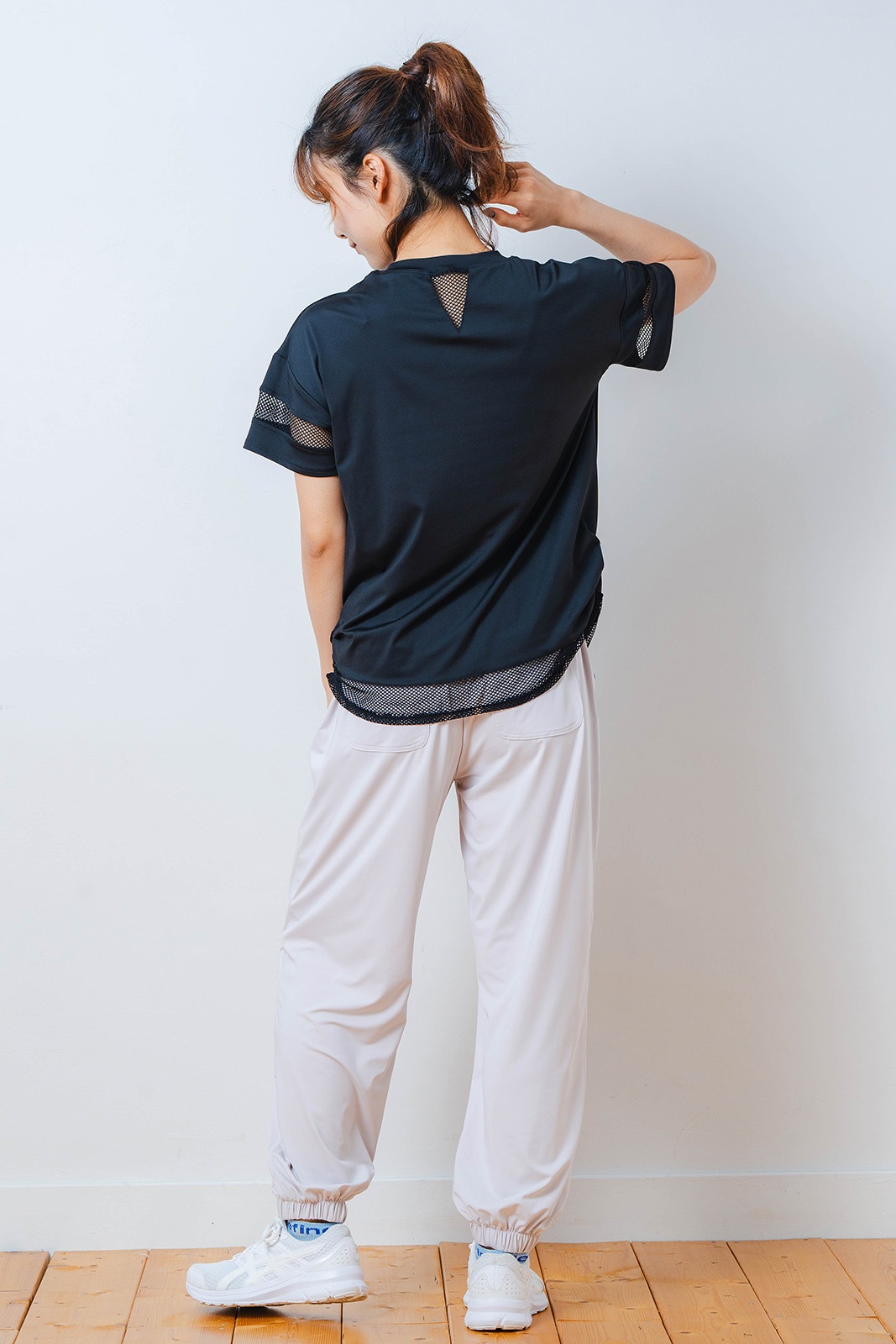 メッシュ フラワー Tシャツ   ブラック 1534-1450 