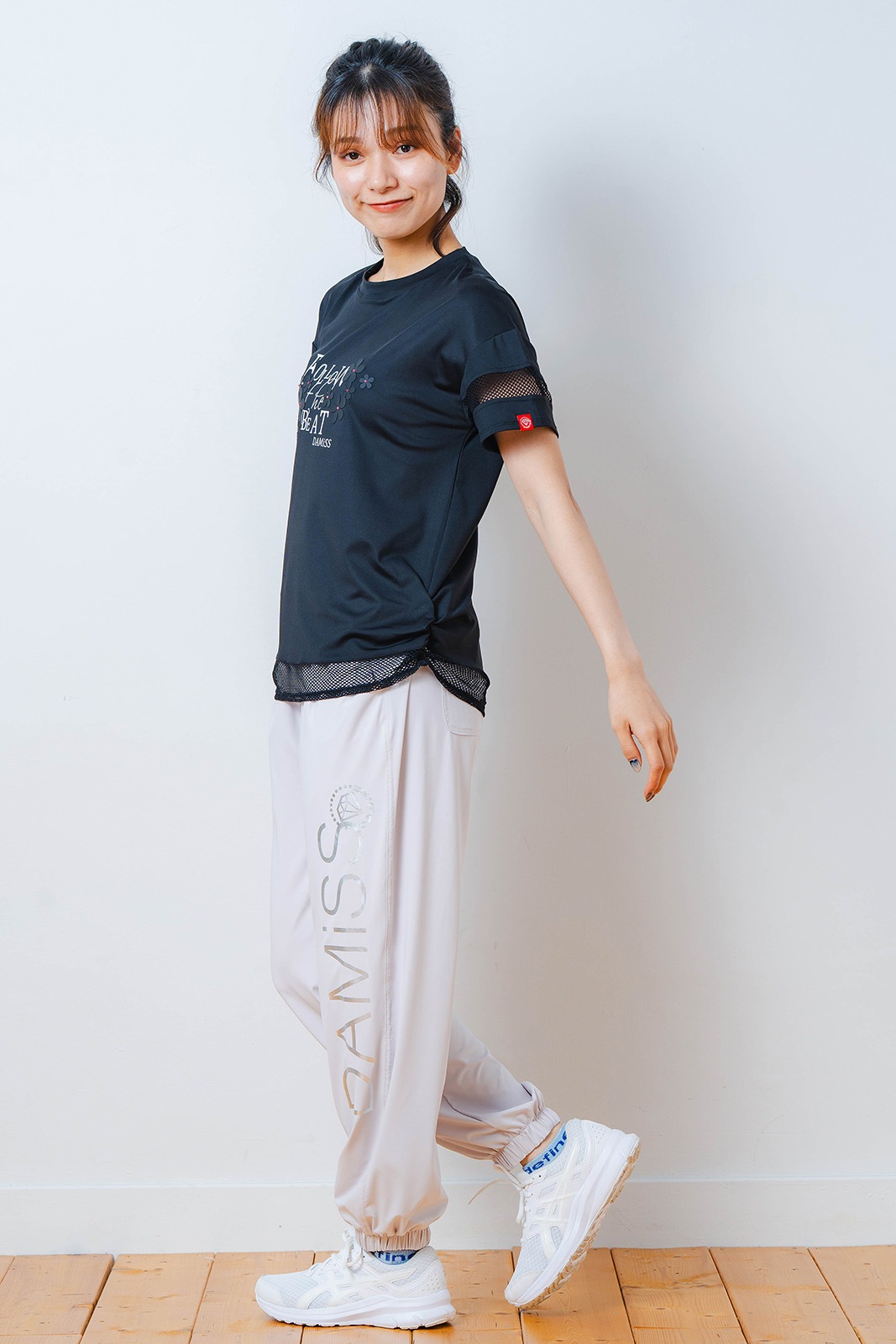 メッシュ フラワー Tシャツ   ブラック 1534-1450 