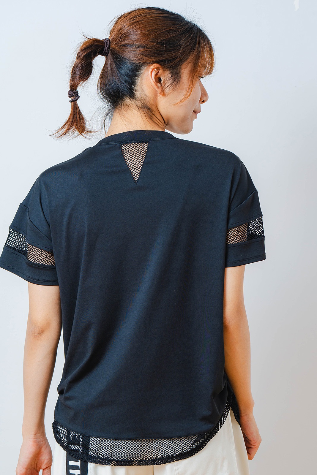 メッシュ フラワー Tシャツ   ブラック 1534-1450 