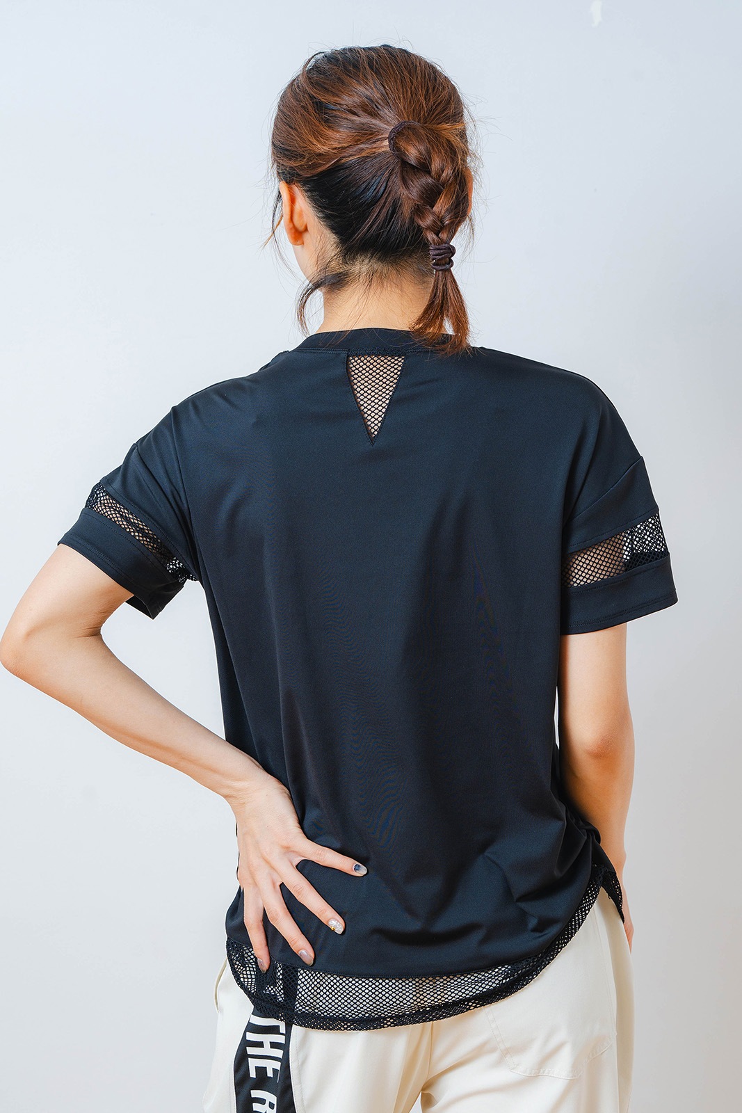 メッシュ フラワー Tシャツ   ブラック 1534-1450 