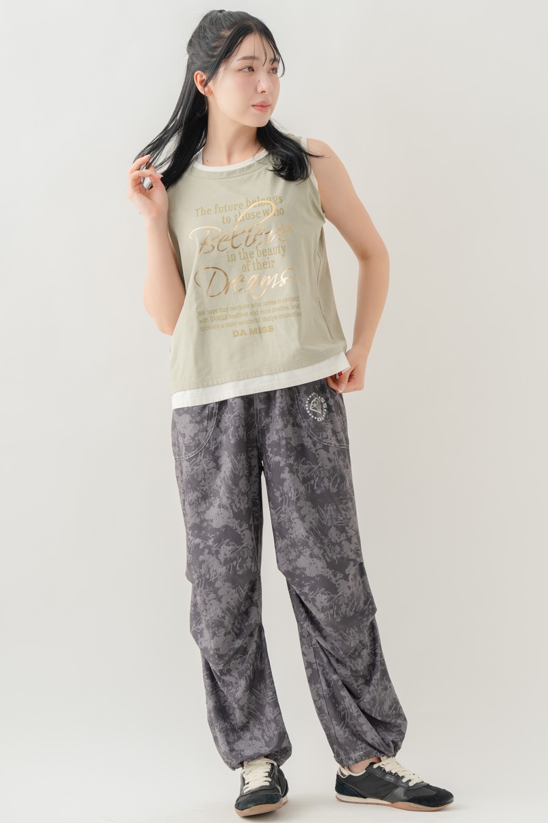 【先行割10％OFF】　ULTRA AIRY Mixカラーワイドパンツ ブラック 1632-1486【8/17まで】