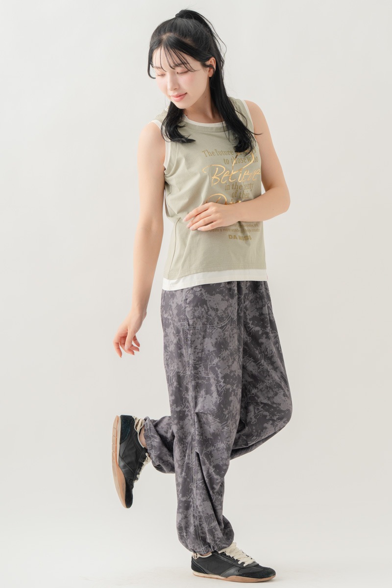 【先行割10％OFF】　ULTRA AIRY Mixカラーワイドパンツ ブラック 1632-1486【8/17まで】
