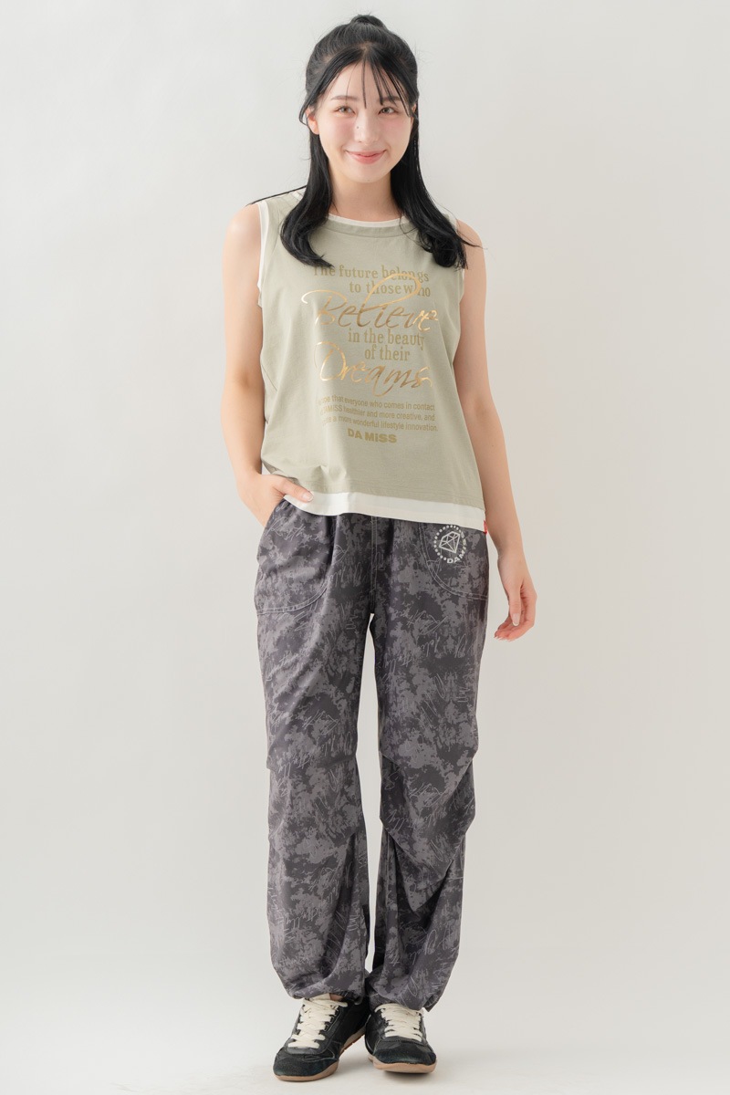 【先行割10％OFF】　ULTRA AIRY Mixカラーワイドパンツ ブラック 1632-1486【8/17まで】