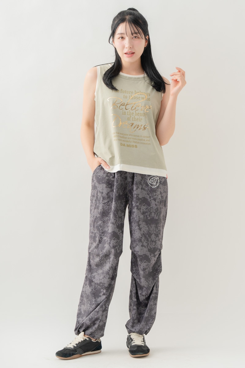 【先行割10％OFF】　ULTRA AIRY Mixカラーワイドパンツ ブラック 1632-1486【8/17まで】