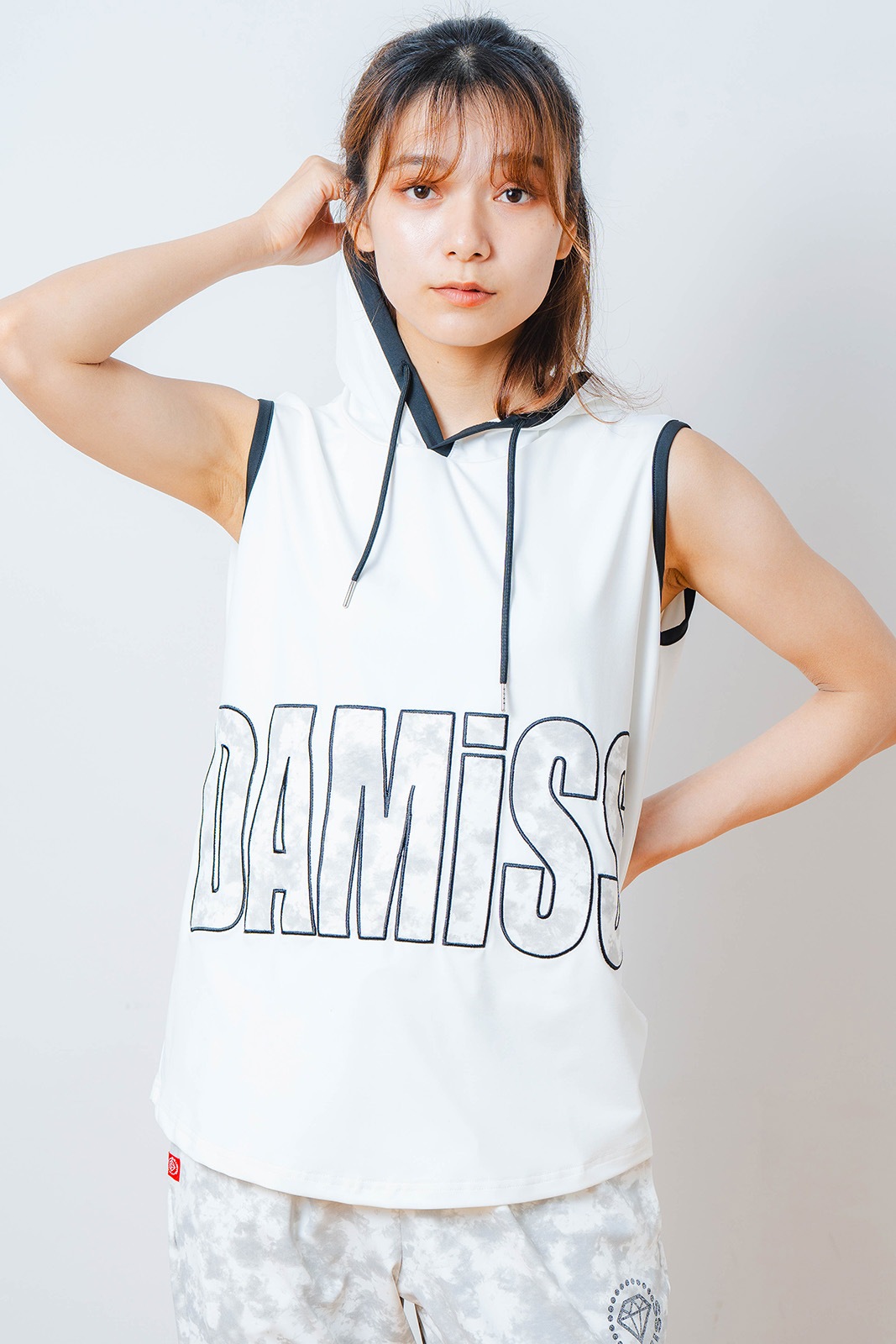 パッチワークフード タンクトップ ホワイト 1533-1453 