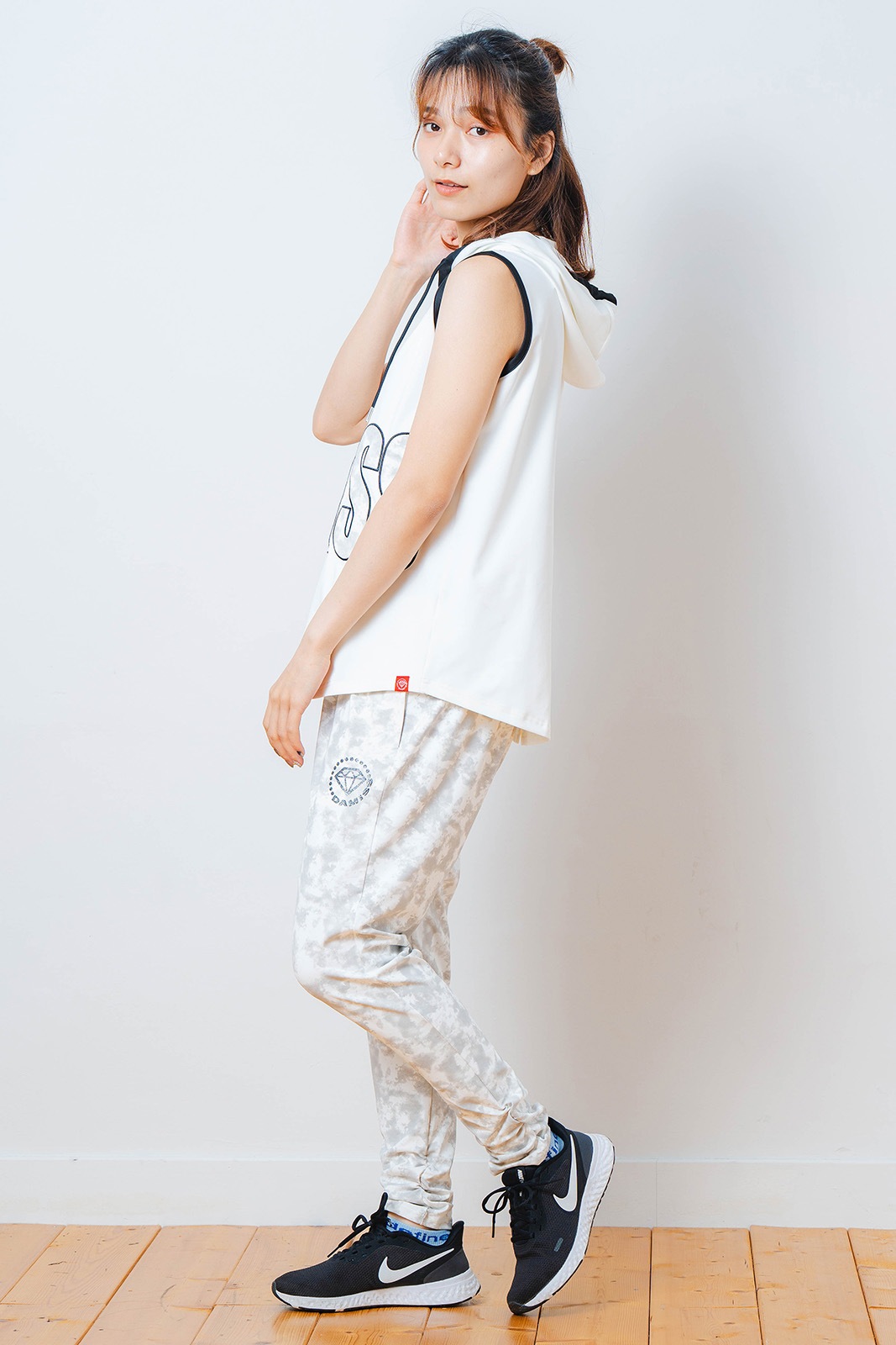 パッチワークフード タンクトップ ホワイト 1533-1453 