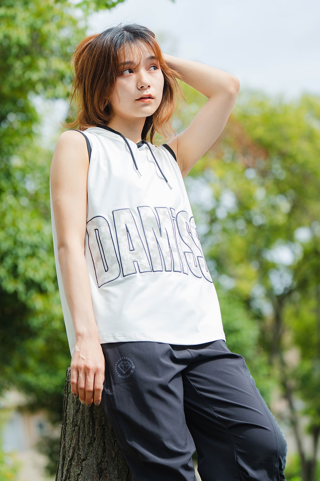 パッチワークフード タンクトップ ホワイト 1533-1453 