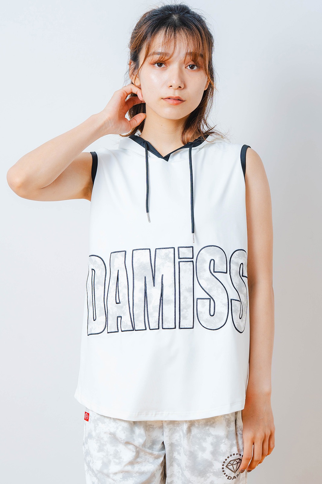 パッチワークフード タンクトップ ホワイト 1533-1453 