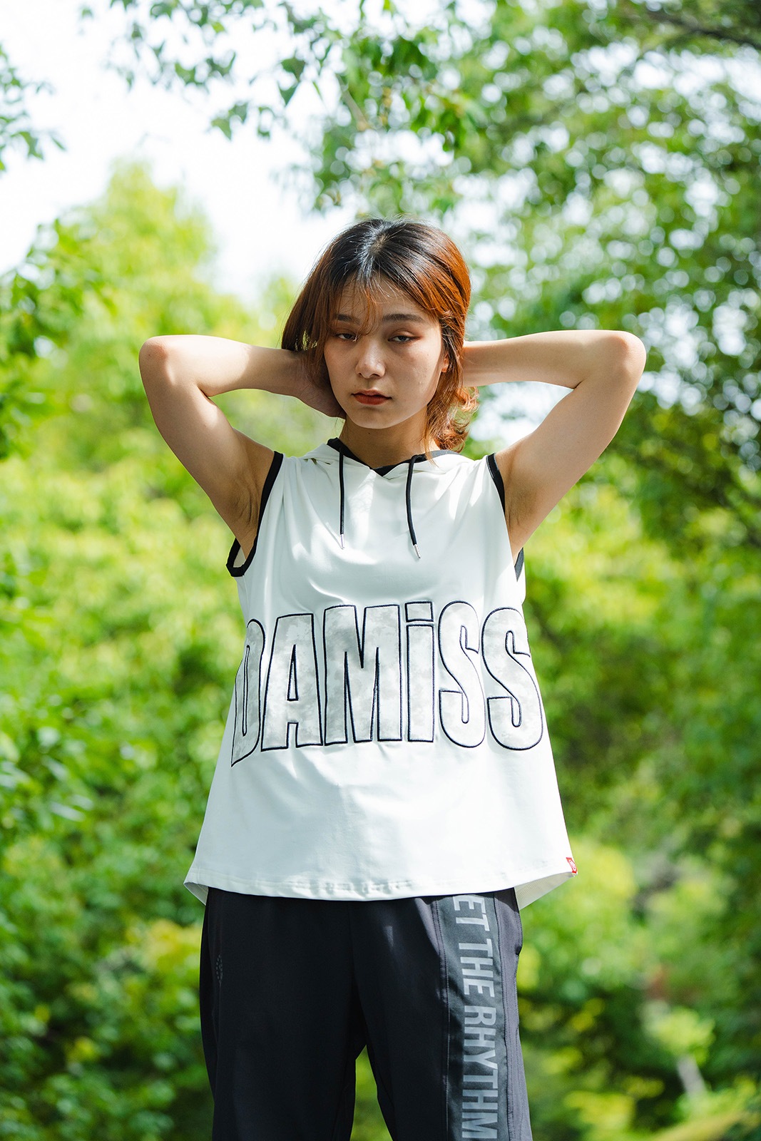 パッチワークフード タンクトップ ホワイト 1533-1453 