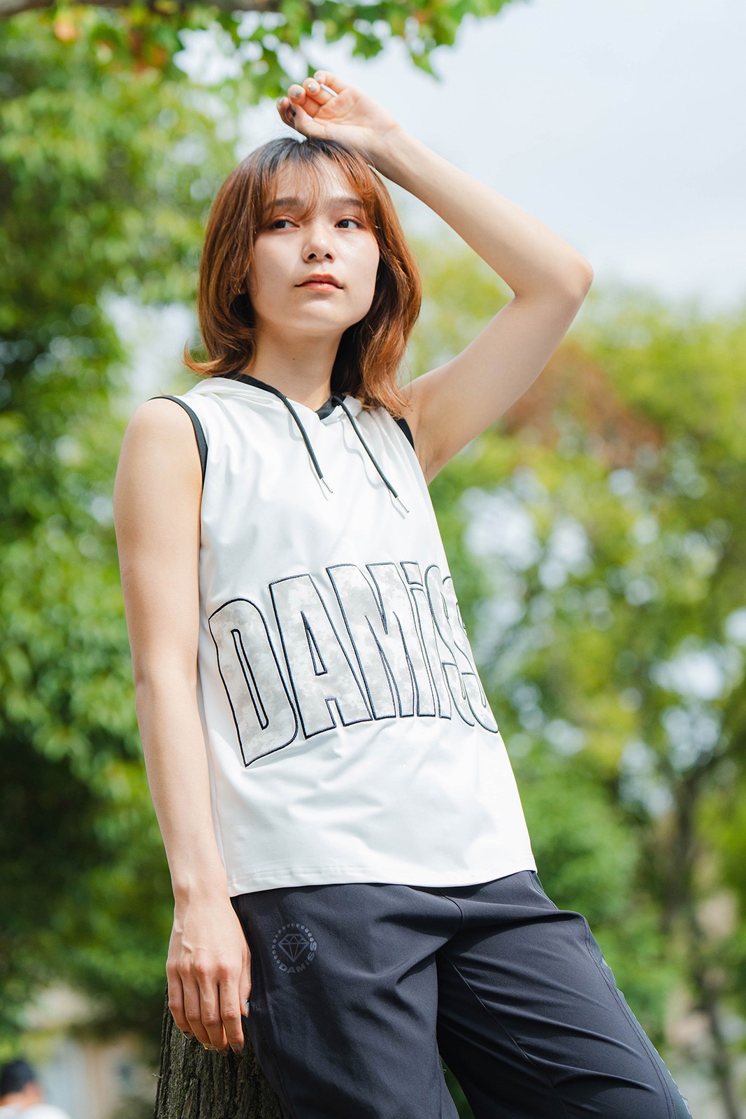 パッチワークフード タンクトップ ホワイト 1533-1453 