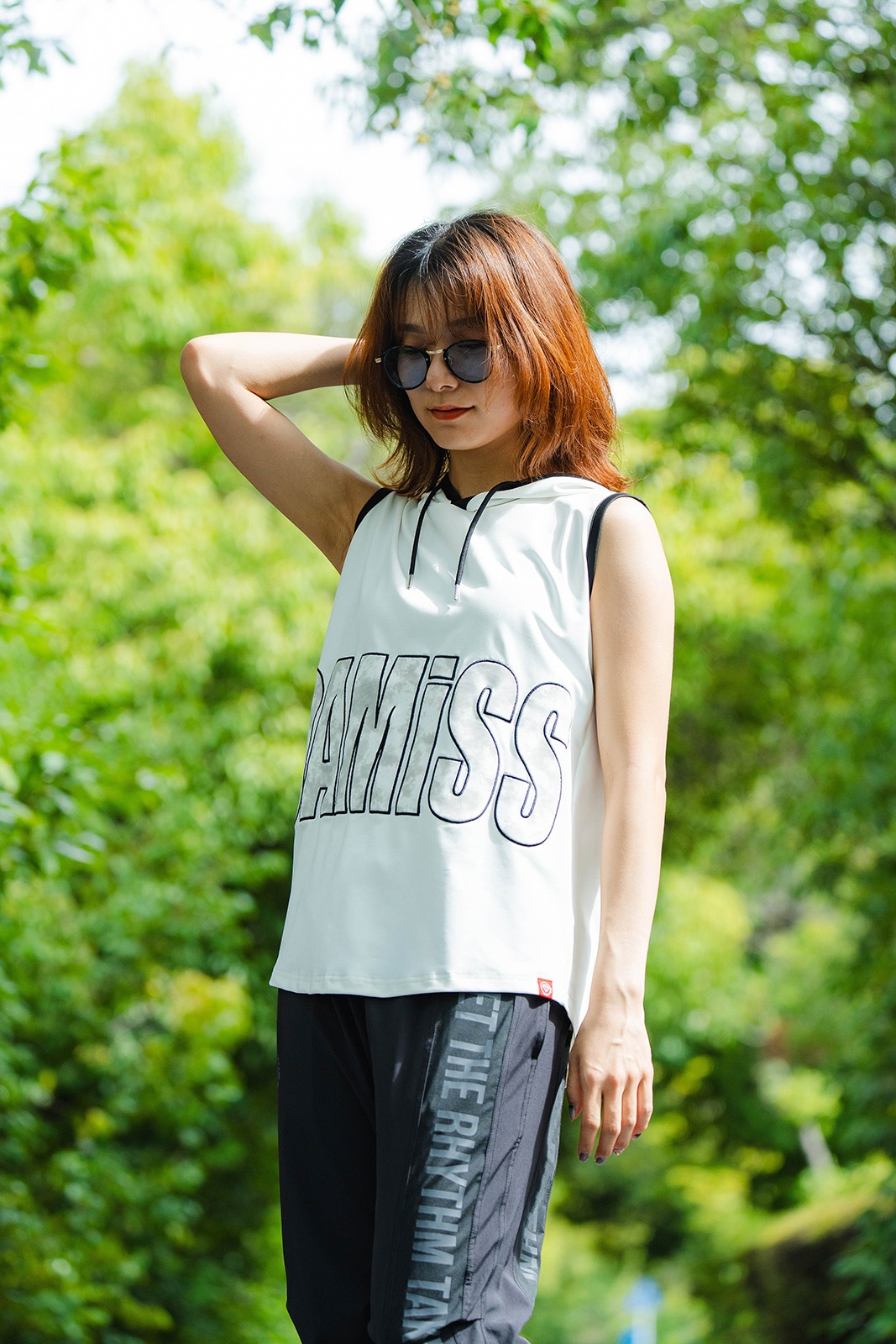 パッチワークフード タンクトップ ホワイト 1533-1453 