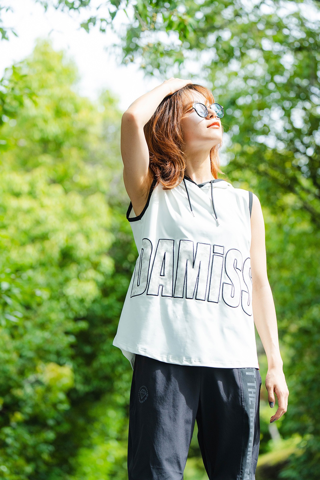 パッチワークフード タンクトップ ホワイト 1533-1453 