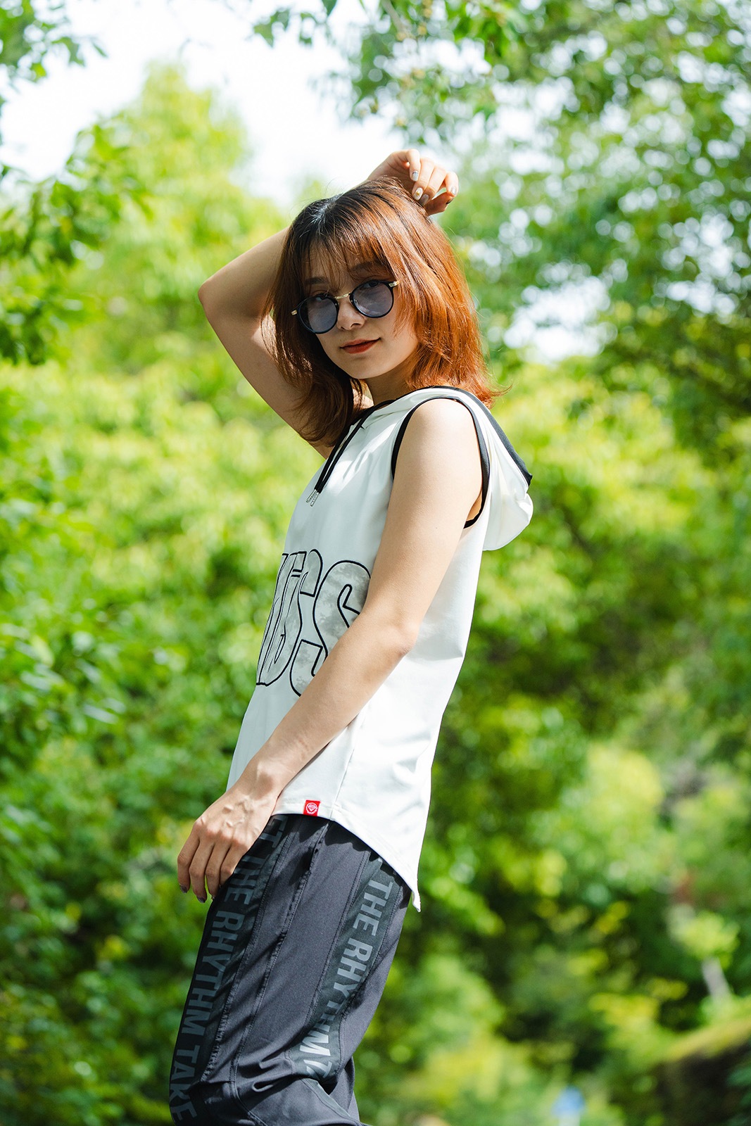 パッチワークフード タンクトップ ホワイト 1533-1453 