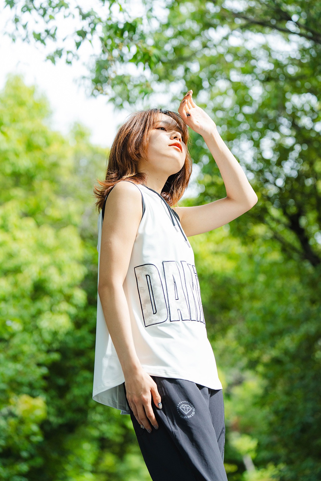 パッチワークフード タンクトップ ホワイト 1533-1453 