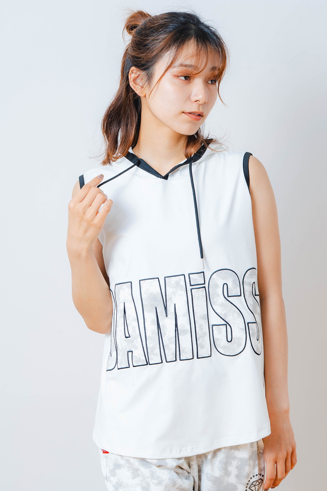 パッチワークフード タンクトップ ホワイト 1533-1453 
