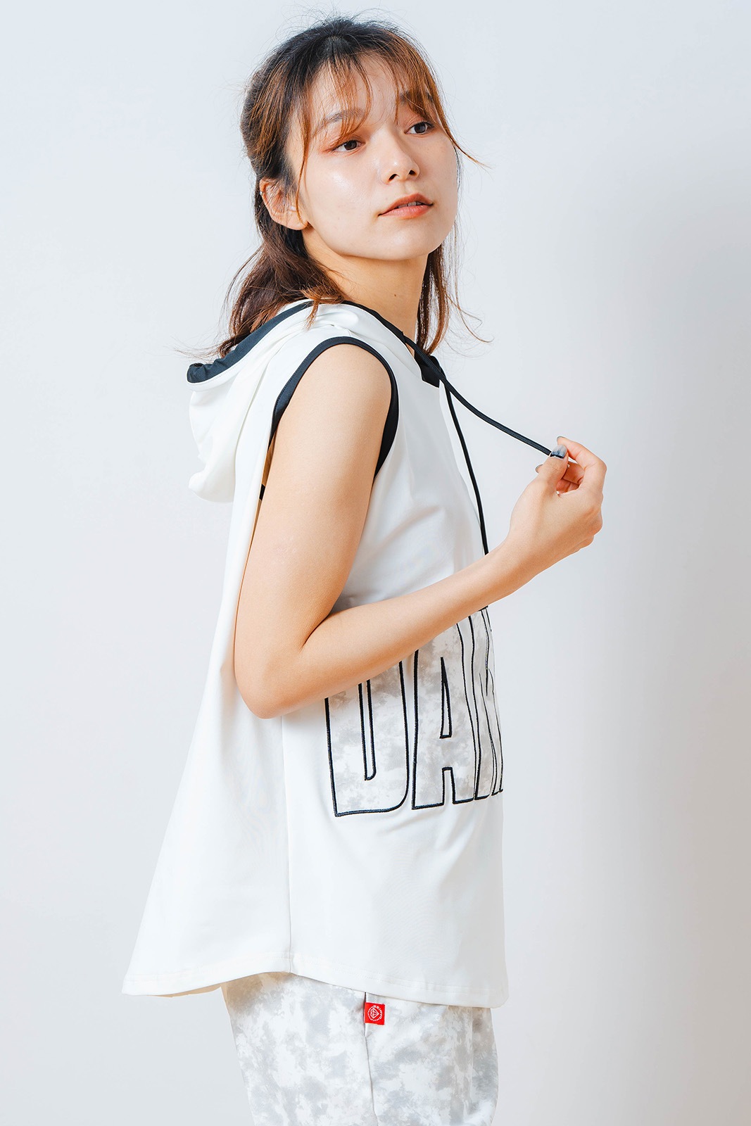 パッチワークフード タンクトップ ホワイト 1533-1453 