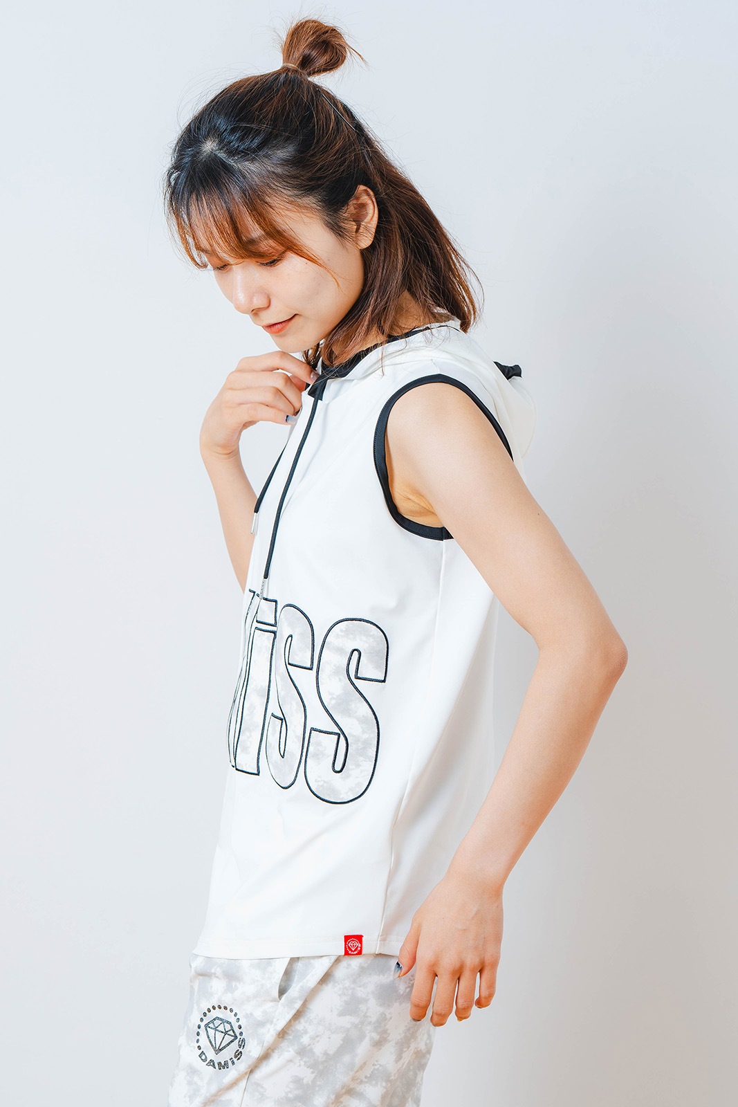 パッチワークフード タンクトップ ホワイト 1533-1453 