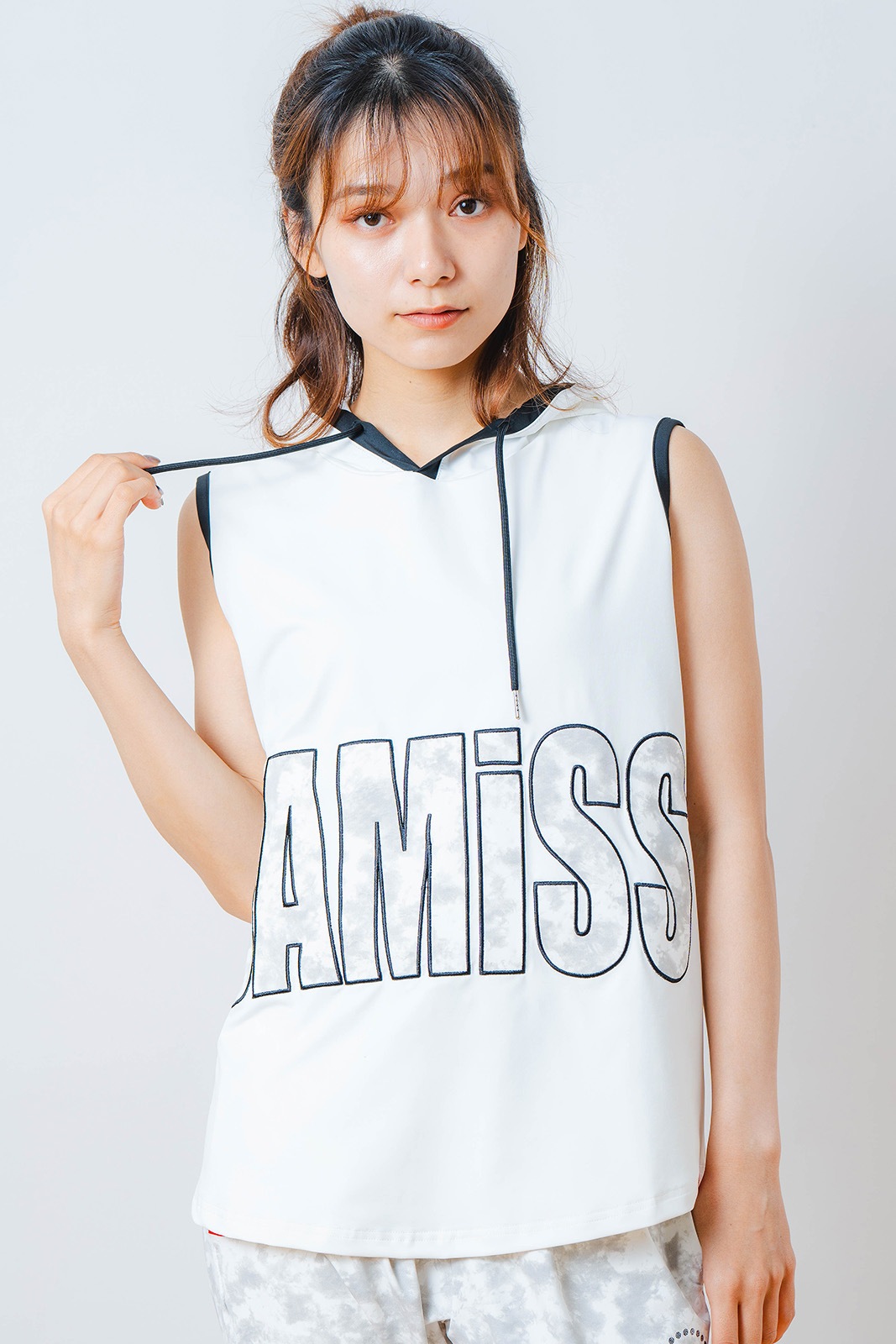 パッチワークフード タンクトップ ホワイト 1533-1453 