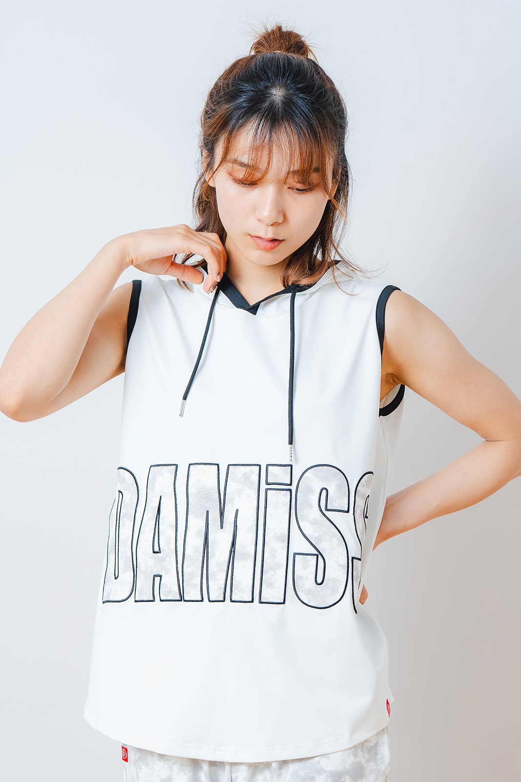 パッチワークフード タンクトップ ホワイト 1533-1453 