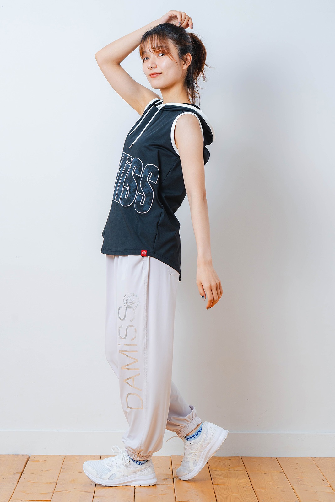 パッチワークフード タンクトップ ブラック 1533-1453