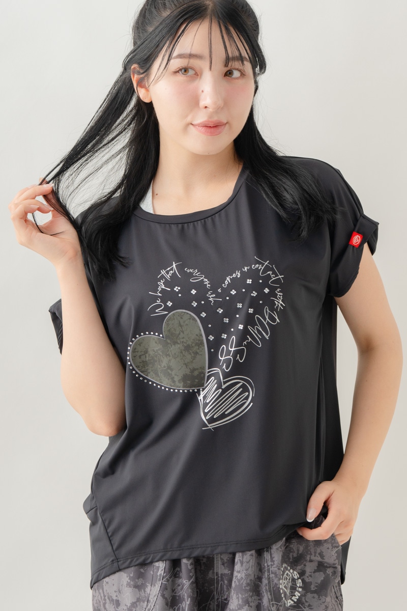 【先行割10％OFF】　MixハートストーンＴシャツ ブラック 1634-1489【8/17まで】