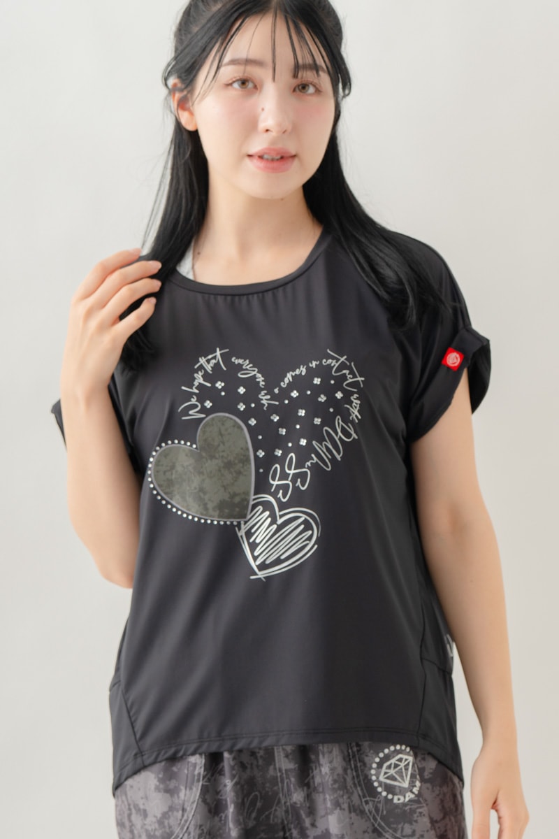 【先行割10％OFF】　MixハートストーンＴシャツ ブラック 1634-1489【8/17まで】