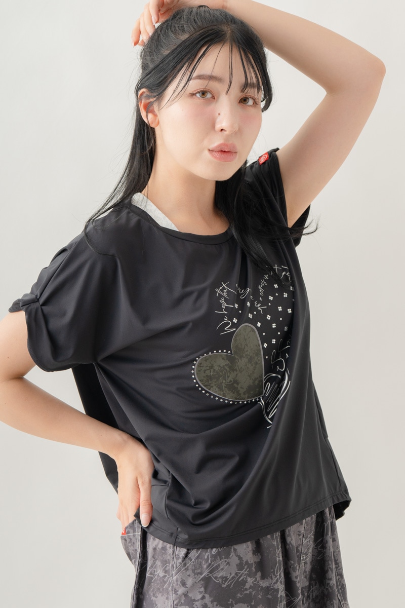 【先行割10％OFF】　MixハートストーンＴシャツ ブラック 1634-1489【8/17まで】