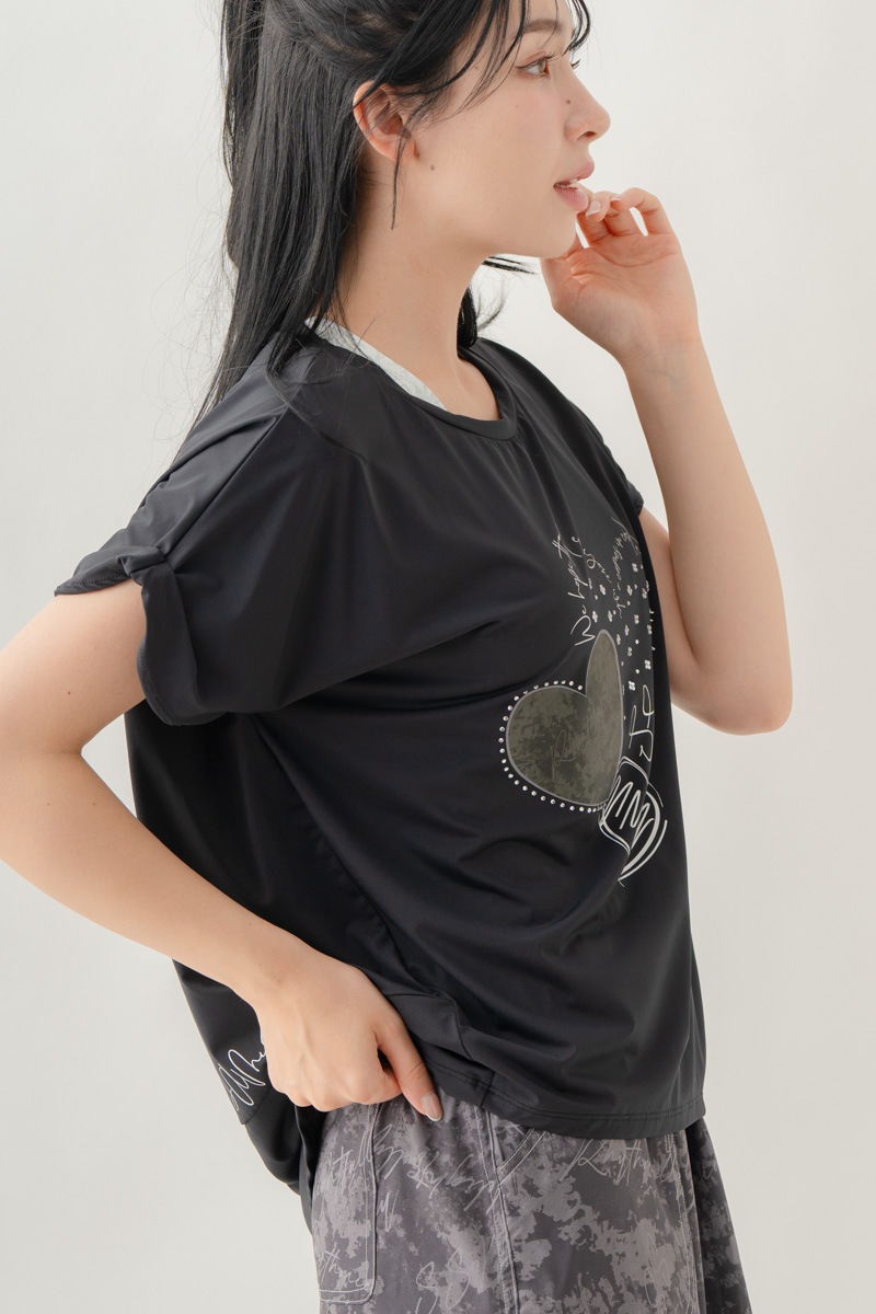 【先行割10％OFF】　MixハートストーンＴシャツ ブラック 1634-1489【8/17まで】