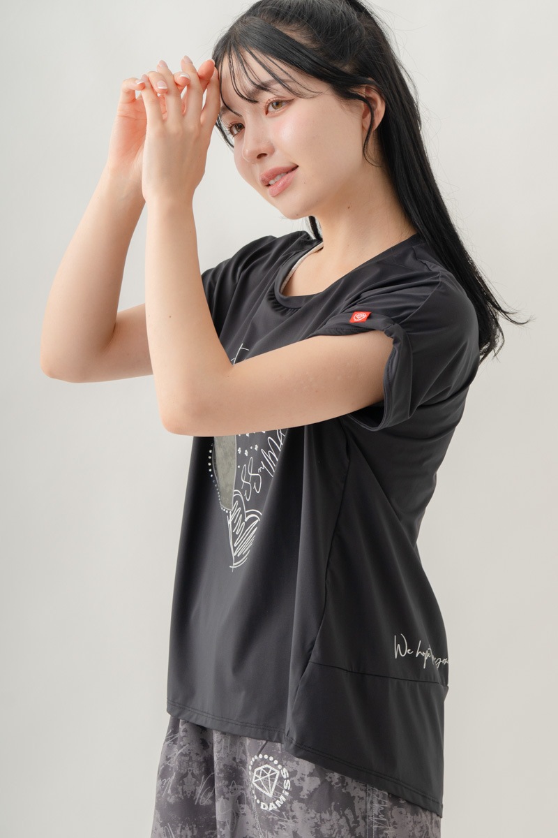【先行割10％OFF】　MixハートストーンＴシャツ ブラック 1634-1489【8/17まで】