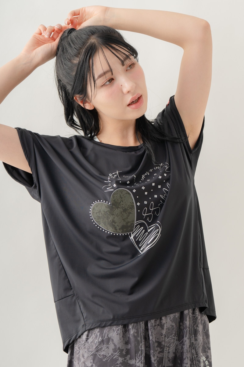 【先行割10％OFF】　MixハートストーンＴシャツ ブラック 1634-1489【8/17まで】