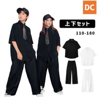 ヒップホップ  無地シャツ 半袖　HIPHOP  ブラック 白　モノトーン ユニセックス  前開きシャツ シャツstyle 110〜180 オールブラック【dc-839】