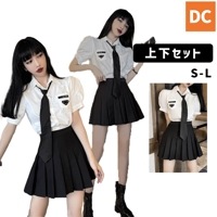中高生〜大人衣装　イベント衣装 レディース 制服　ミニスカート　シャツ ネクタイ コスプレ 学園祭　ハロウィン　韓国　K-POP S〜L【ad-163】