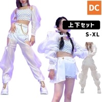 中高生〜大人衣装　イベント衣装 レディース ホワイト　韓国　長袖　3タイプ　パンツ　スカート　シースルー　K-POP NMIXX S〜XL【ad-156】