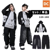 HIPHOP衣装  キッズダンス　ユニセックス　ジャケット　ブラック　パーカー　デニムパンツ　カーゴパンツ　アウター 120〜180【dc-1488】
