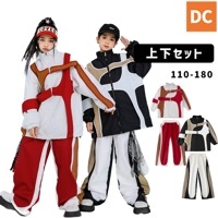 ユニセックス ブラック レッド　ホワイト　デザイン　ジャージ  ジャケット ロングパンツ  HIPHOP衣装 キッズダンス衣装 110〜180【dc-1839】