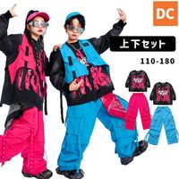 ユニセックス ストリート ピンク ブルー ベスト 長袖トップス カーゴパンツ カラーパンツ ロングパンツ HIPHOP【dc-1977】