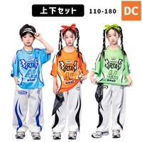 【期間限定SALE】5/23 12時まで！3％OFF ユニセックス ユニフォーム ブルー オレンジ グリーン 半袖トップス Tシャツ ストリート ダボダボ スポーティ ロングパンツ HIPHOP【dc