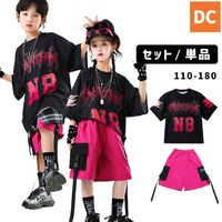 ユニセックス ブラック ピンク ストリート 半袖Tシャツ 短パン ナンバーロゴ バックロゴ HIPHOP【dc-2020】
