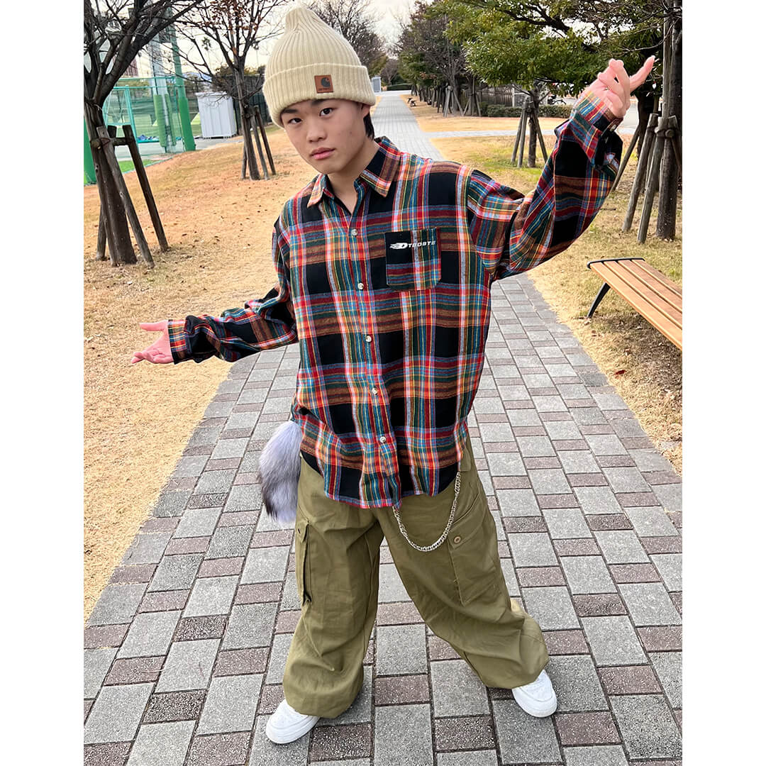 チェック ユニセックス ヒップホップ 長袖シャツ 韓国 カップル キッズダンス衣装 制服 セットアップ スクール ユニフォーム