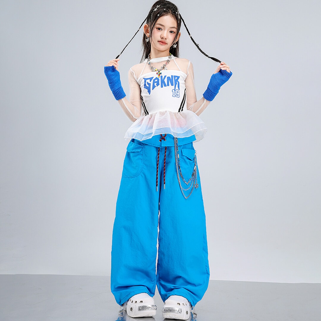 S サイズ 水色ラテンダンス衣装 身長150-155cm体重45-55kg適応 ダンス衣装専門店ダンスクロス
