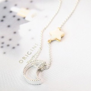 韓国アクセサリー 星を数える夜 ムーン＆スター ネックレス NECKLACE 