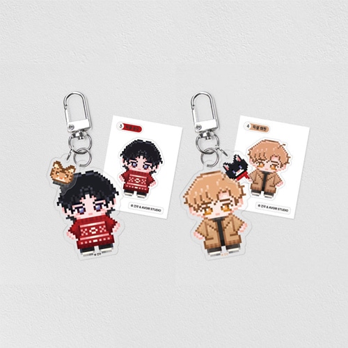 韓国キャラクターグッズ 「波の海岸」 ピクセル アクリルキーリング (2