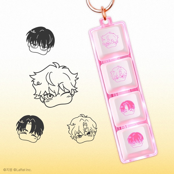 ワンルームTAさん」 LED キーキャップキーリング 四角関係 Ver